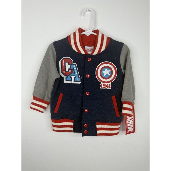 NWT Marvel Captain America Button Up Jacket - 12 M - Picture 1 of 4